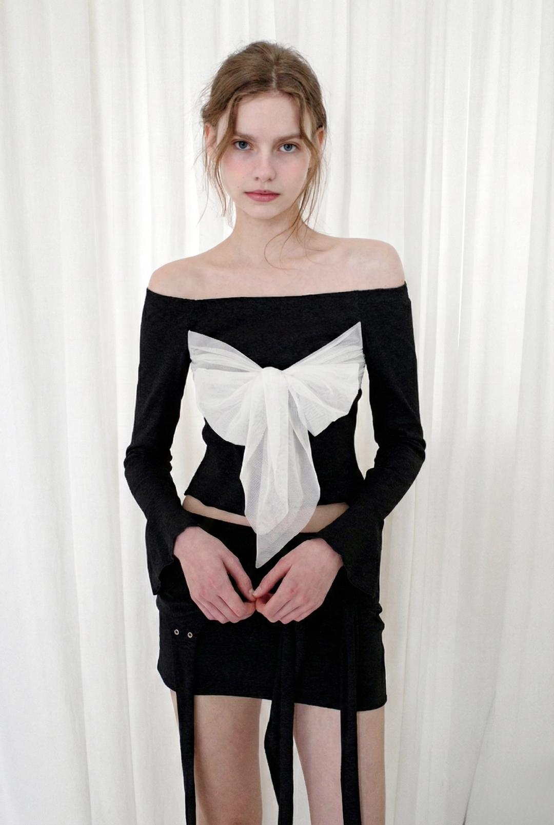 MESH RIBBON TOP (BK)