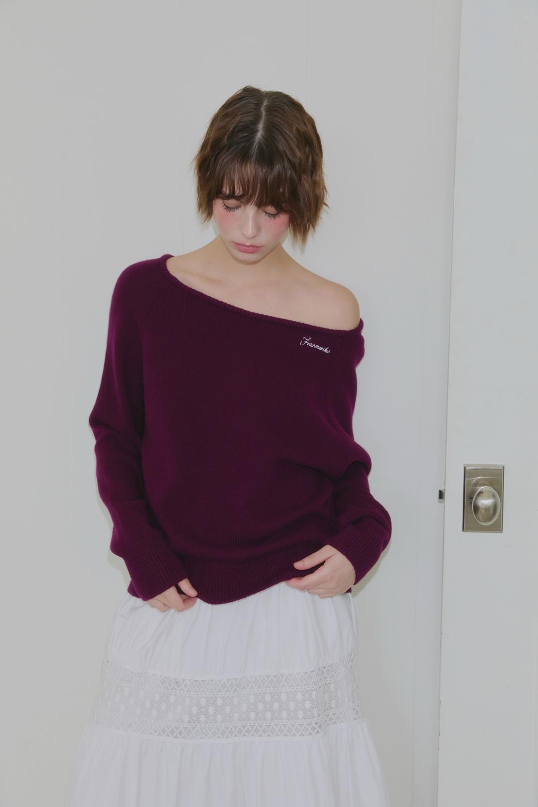 [13th] Mont Off-shoulder Knit - Grape