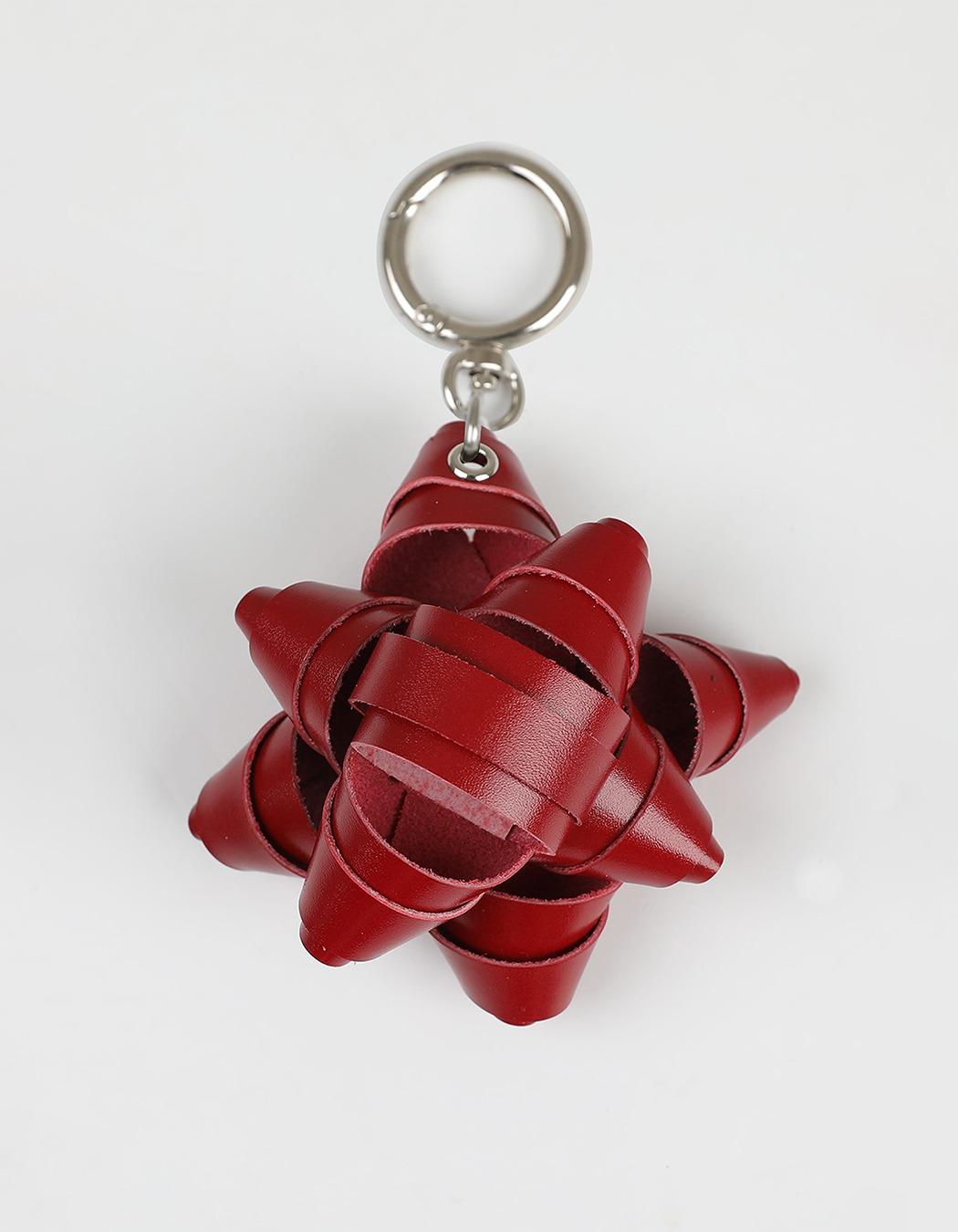 Leather Bow Keyring - Red