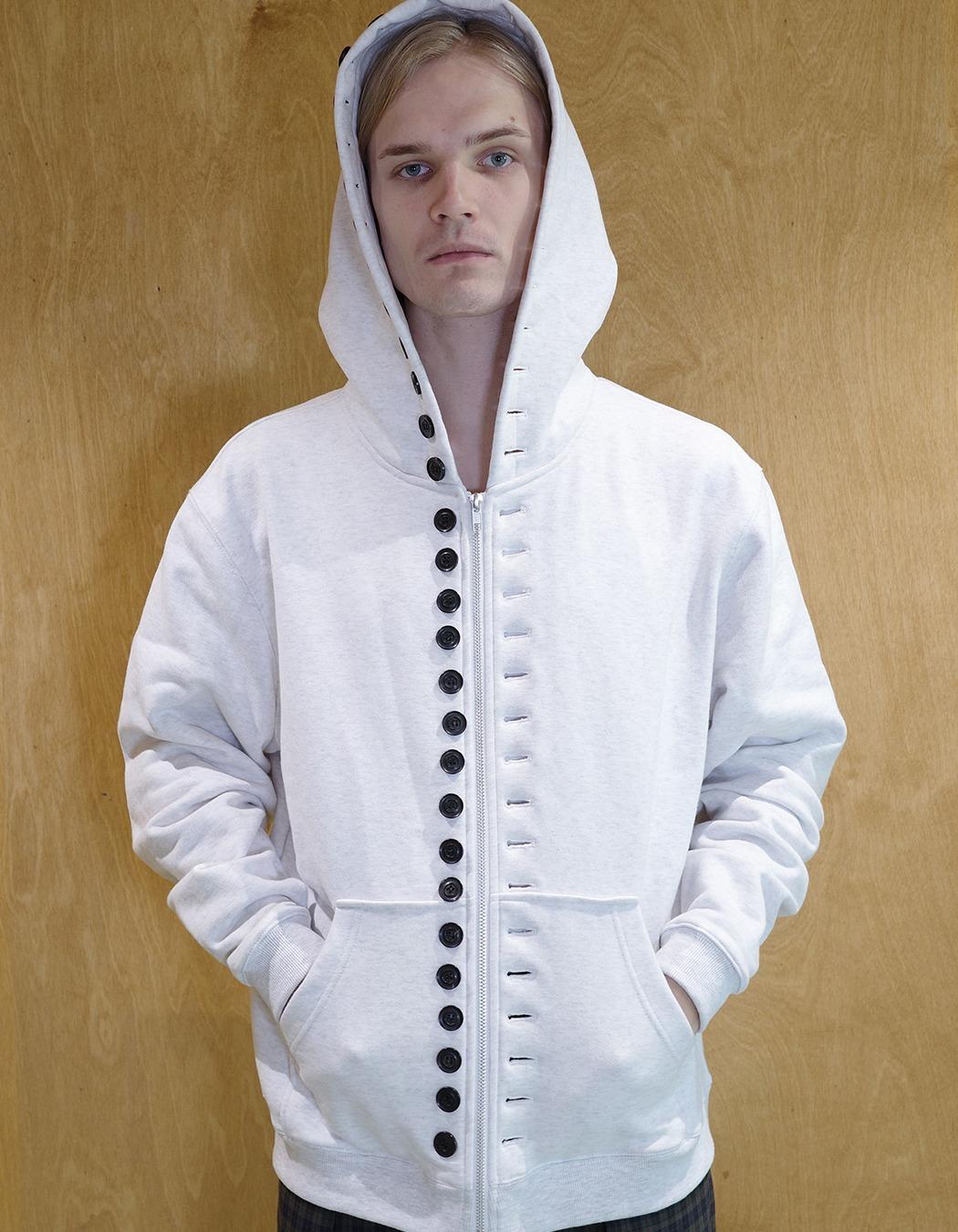 Full-Button Hoodie - White