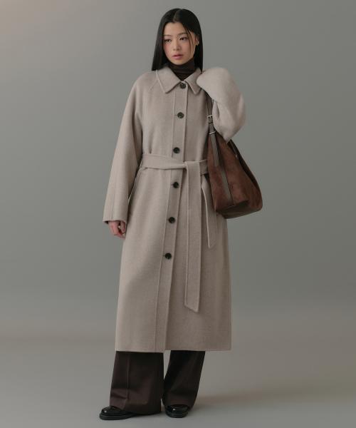 우먼즈 캐시미어 블렌드 핸드메이드 발마칸 로브 코트 [오트밀]