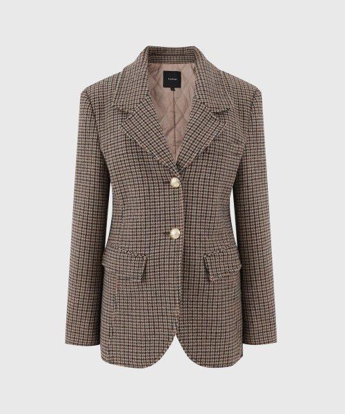 브라운 체크 세레나 울 라인 자켓 / BROWN CHECK SERENA WOOL LINE JACKET