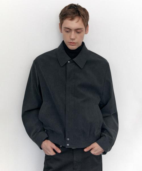 14W 코듀로이 미니멀 블루종 재킷 [아이언 그레이]