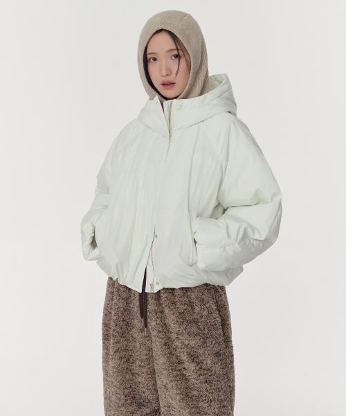 우먼즈 후디드 숏 패딩 재킷 [아이보리]