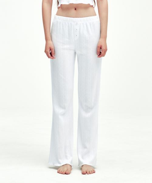 EYELET BOOTSCUT PANTS WHITE
