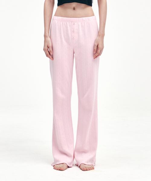 EYELET BOOTSCUT PANTS PINK