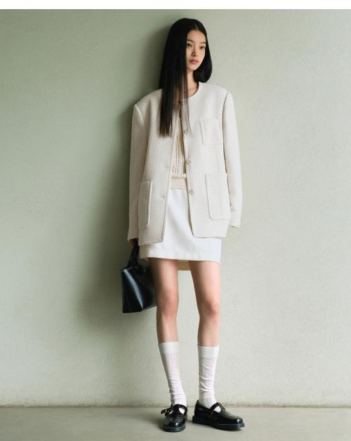 우먼즈 트위드 미니 스커트 [크림]