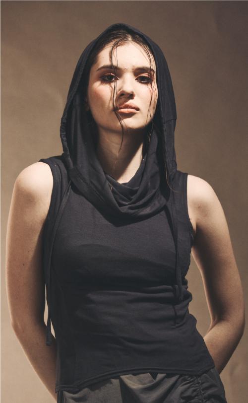 카울 후디 슬리브리스 - 차콜