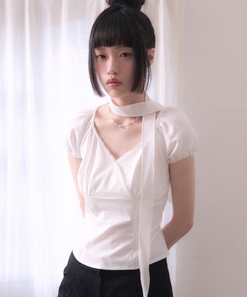 코우키 타이 랩 블라우스 [WHITE]