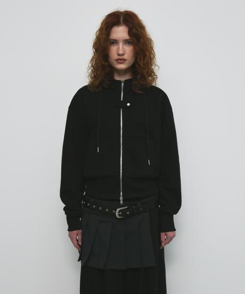 SNAP HOOD ZIP UP_BLACK