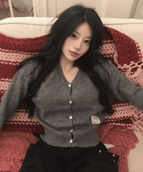 라온 브이넥 니트 가디건 (2컬러)