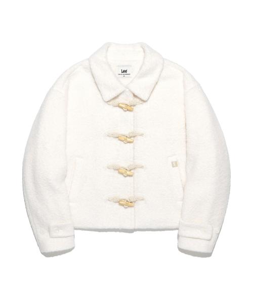 우먼 테디 더플 숏 코트 아이보리