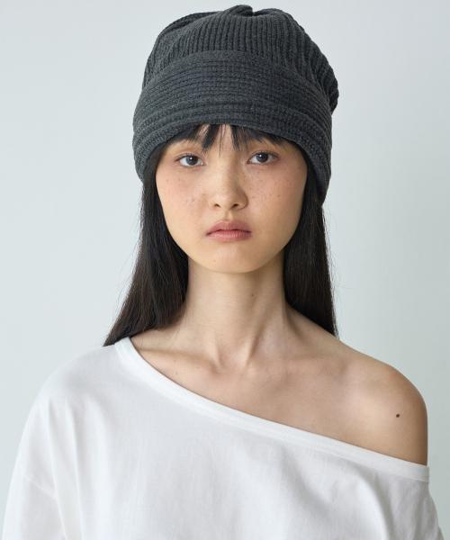 리브드 루즈 핏 비니 [차콜 그레이]