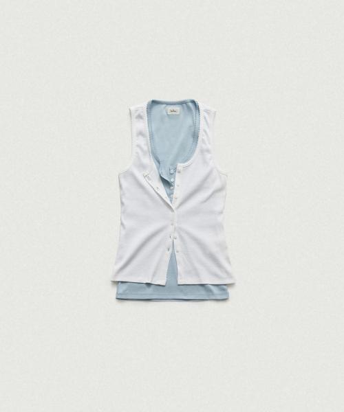 Clara Button Layer Tank Top_Ivory