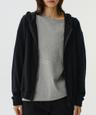 SLUB TEXTURE HOOD ZIP-UP (BLACK)