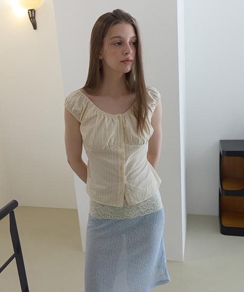 LINE OFF-SHOULDER BLOUSE (BEIGE)