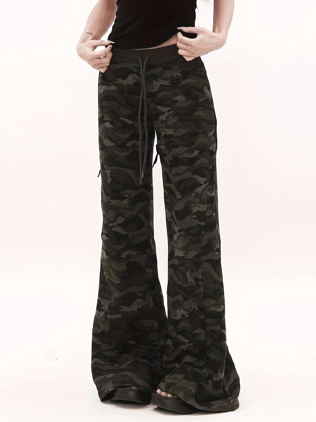 2024년 새로운 디자인 여성용 미국 레트로 캠플러지 카고 바지 캐주얼   레그 플레어 스웨트 팬츠. - Temu Republic of Korea
