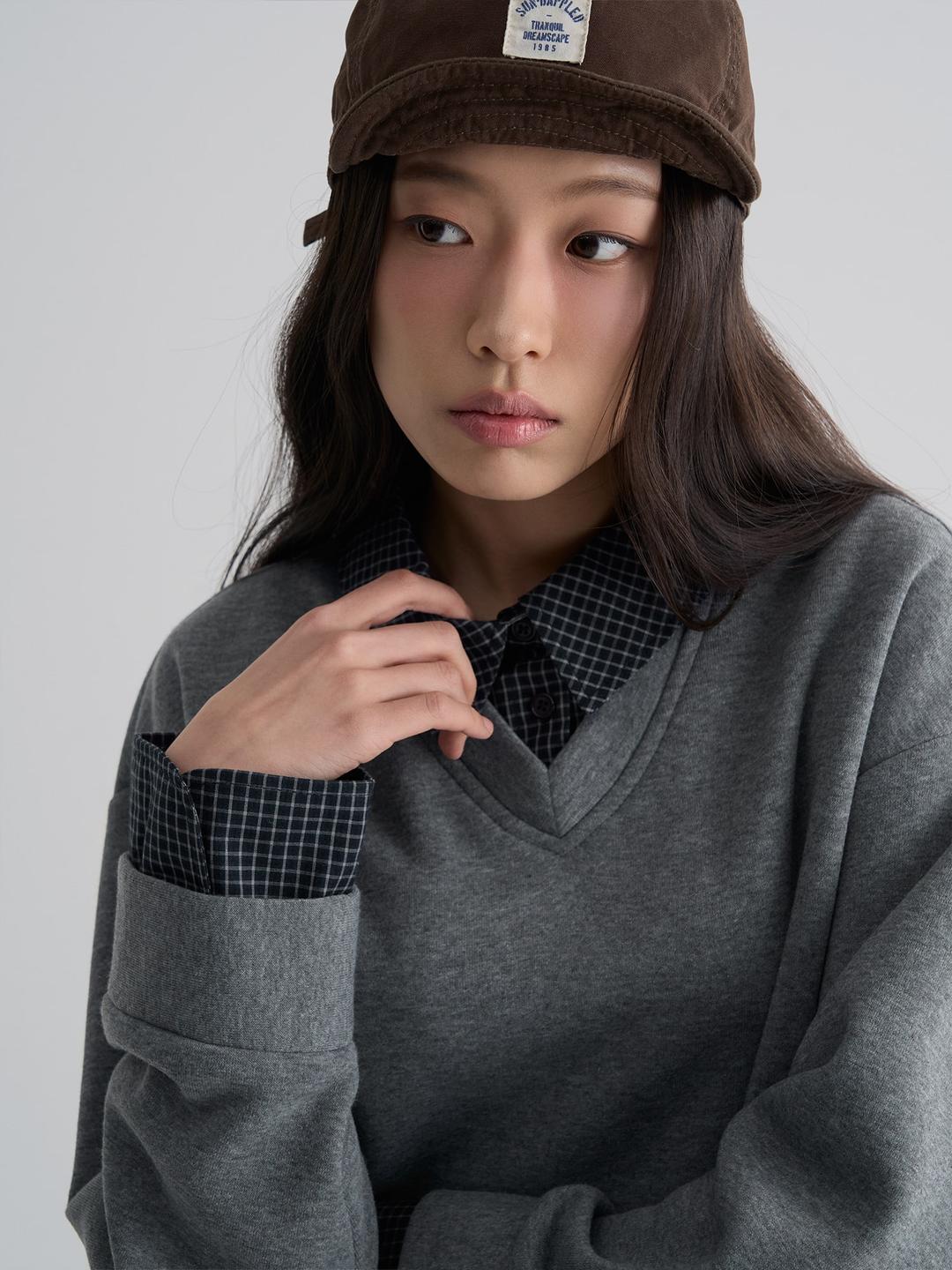 져지 믹스 셔츠 - 애쉬