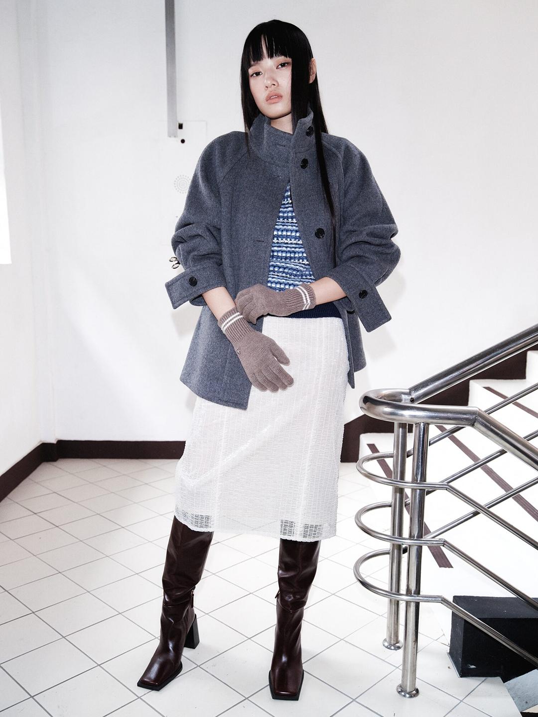 [크루데이] Velvet Layered Skirt - Ivory