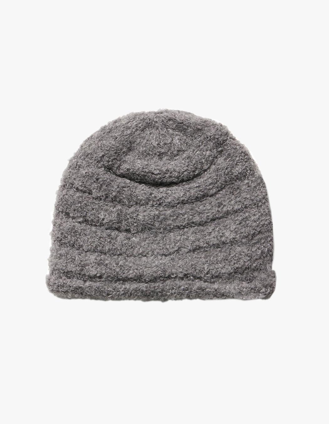 Boucle Rolled Beanie - Gray