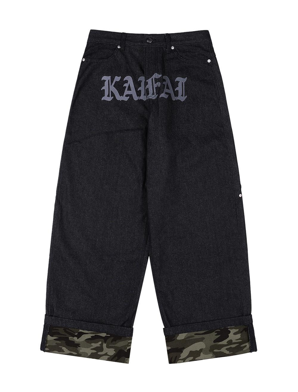 Camo Roll Up Denim Pants (Black) K25ZC178