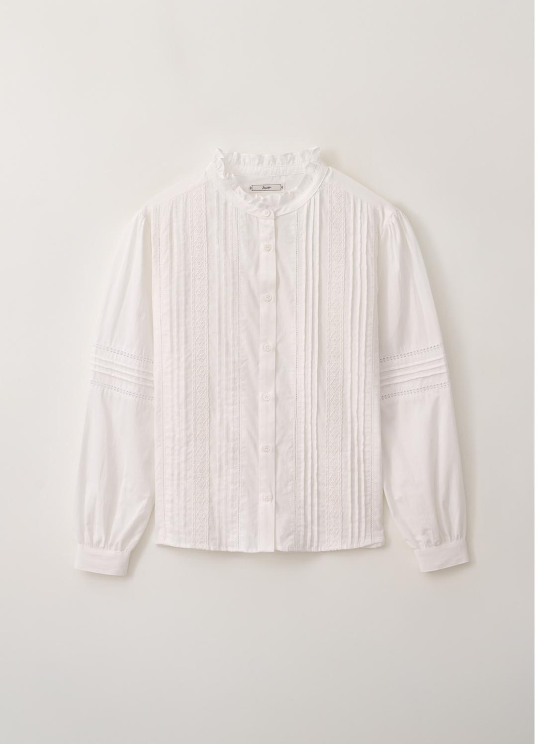 Lace Pin-tuck Blouse (Ivory)