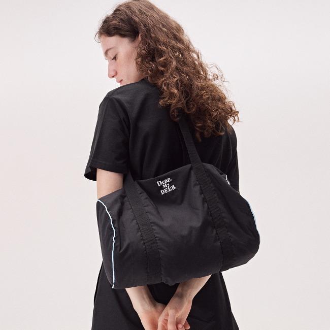 [Large] Logo sports duffel Bag_ Black