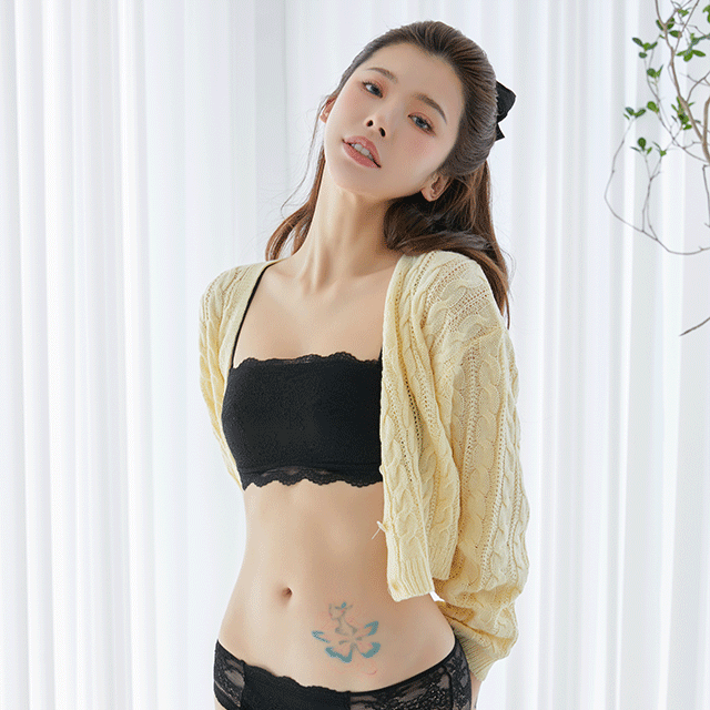 [5차 리오더] 리즈 레이스 오프숄더 튜브탑 브라렛 세트