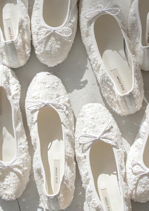 1001 블링 스팽글 비즈 리본 플랫슈즈