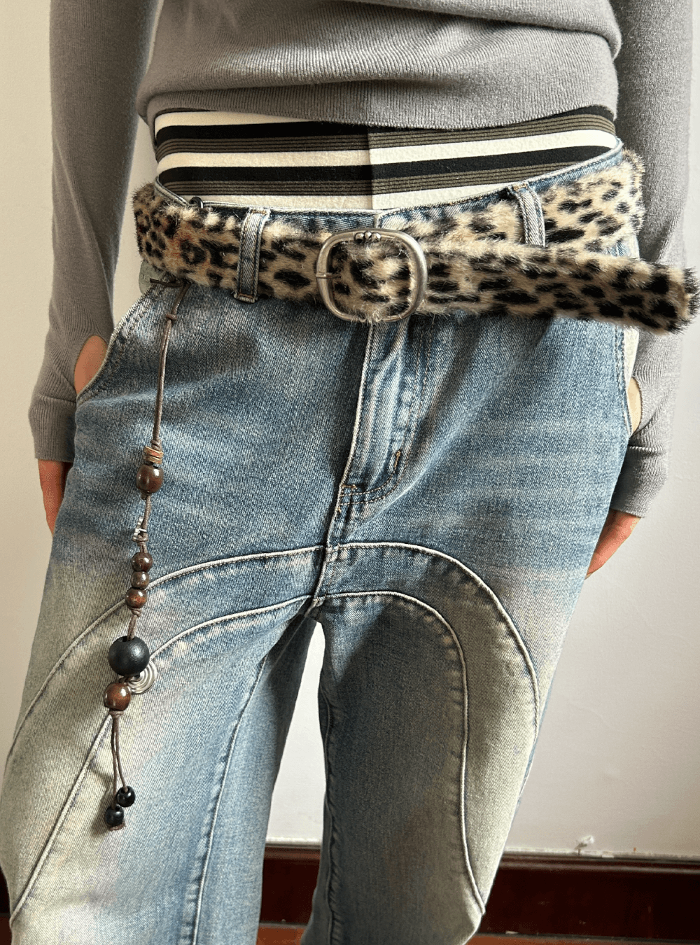 Leopard Gradient Faux Fur Belt