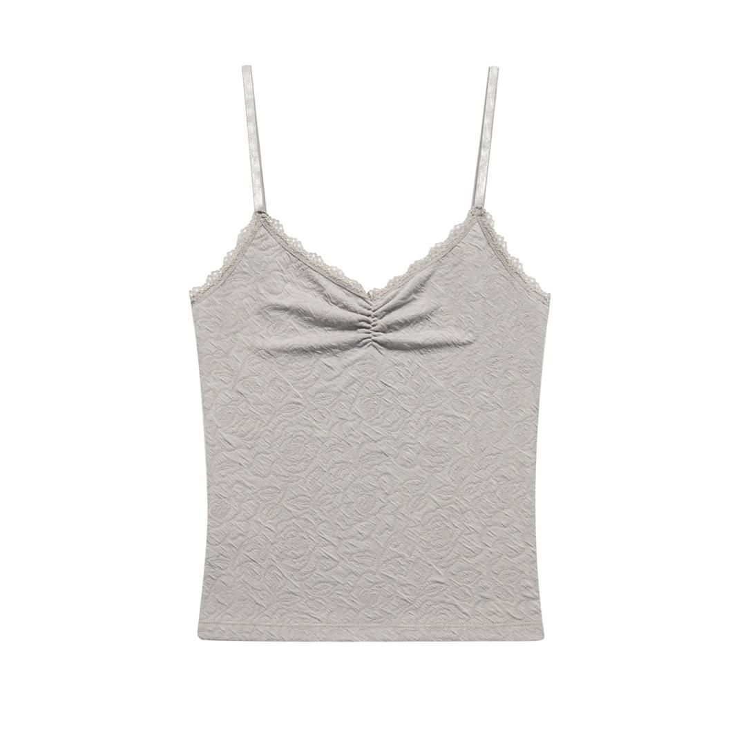 [12월 10일 이후 배송] FLOWER EMBOSSED SLEEVELESS GREY