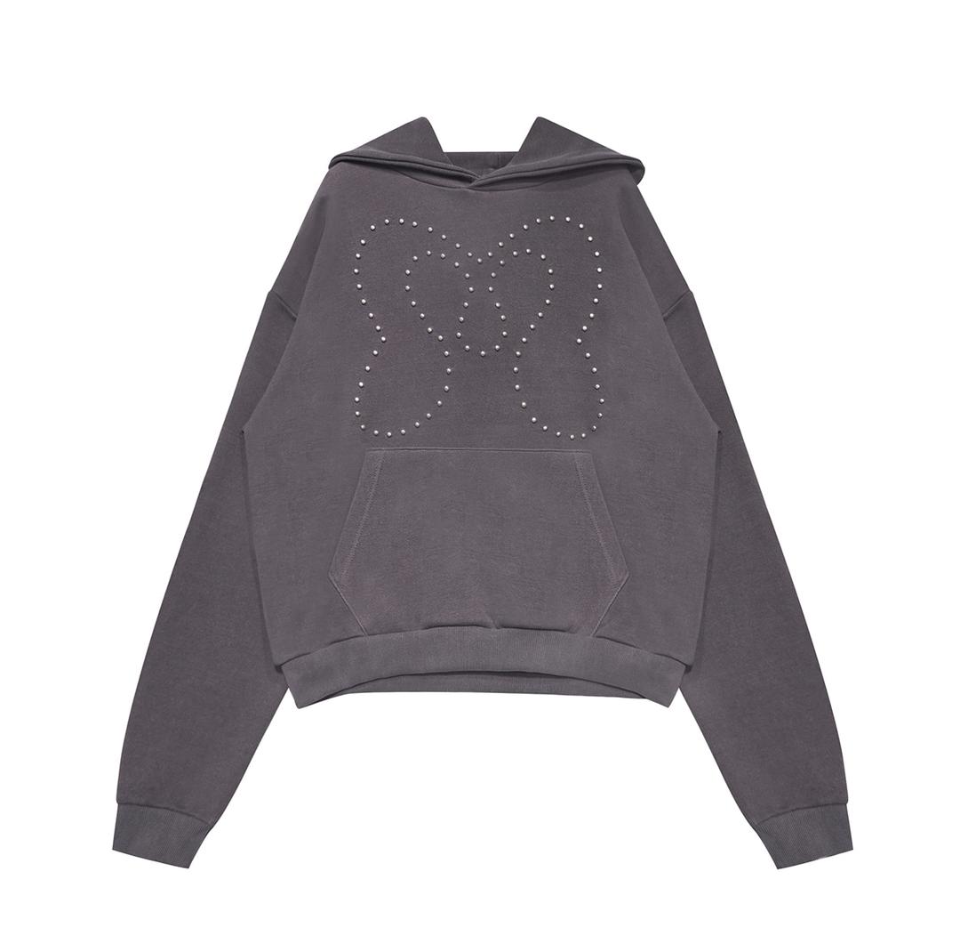 SYMBOL STUD PIGMENT HOODIE CHARCOAL