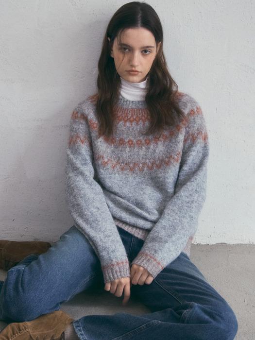 Vintage Lodge Nordic Knit_Light Grey(OC25-KN24)