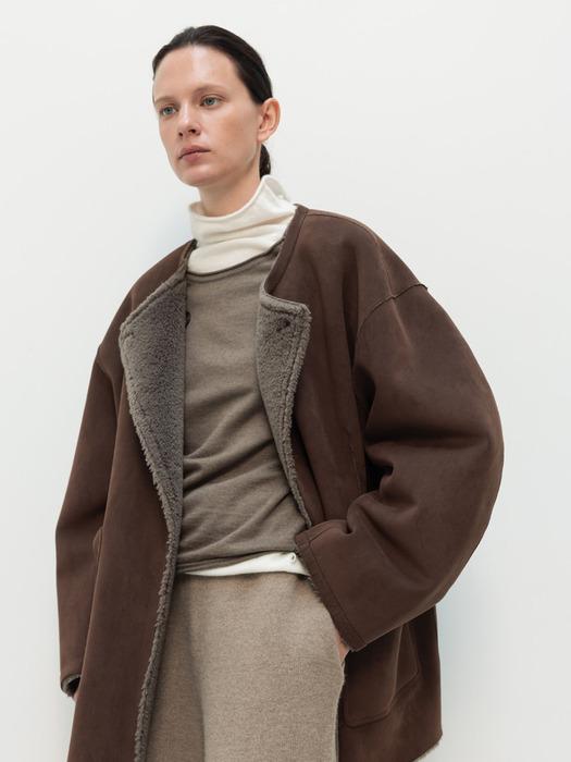 [2차 리오더] Collarless Mustang Jacket_Brown