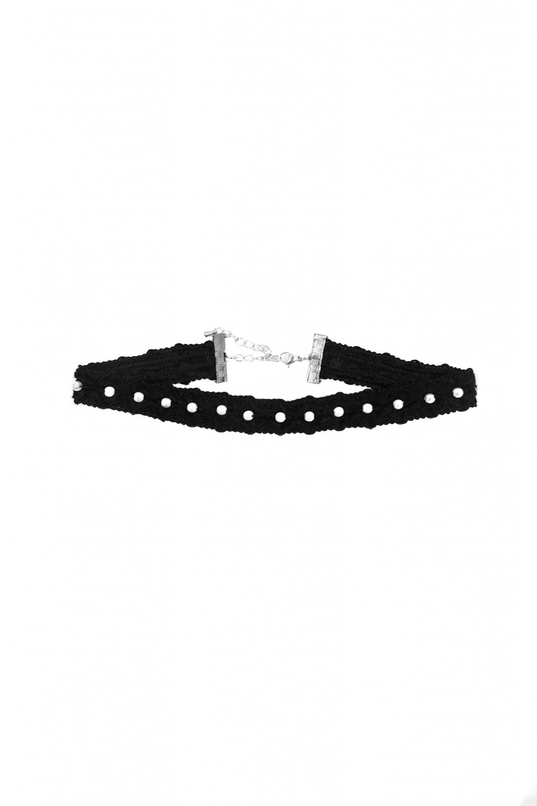 Me愛 - Pearl lace choker (BLACK) | miae