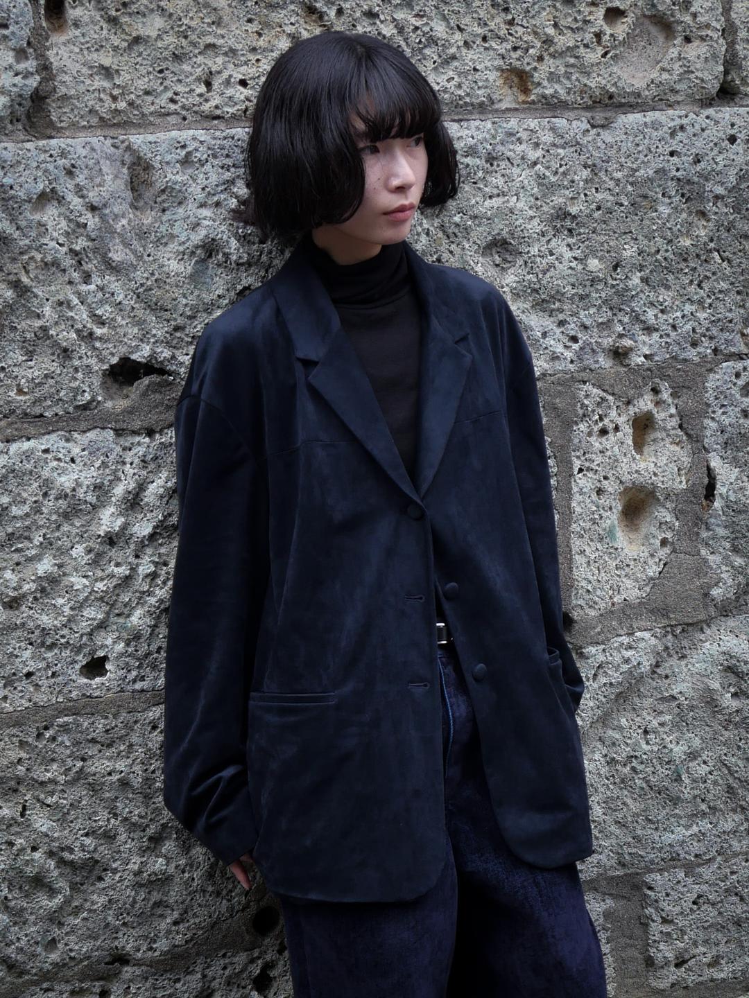 hug suede jacket (ink navy)
