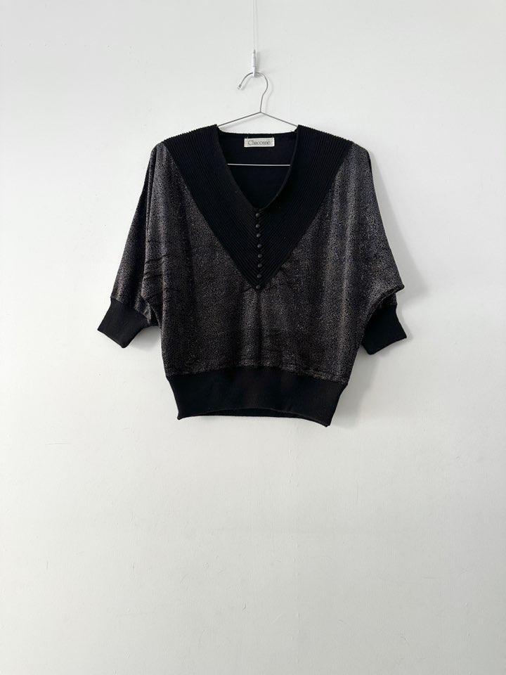 Lush circle velvet half knit / black