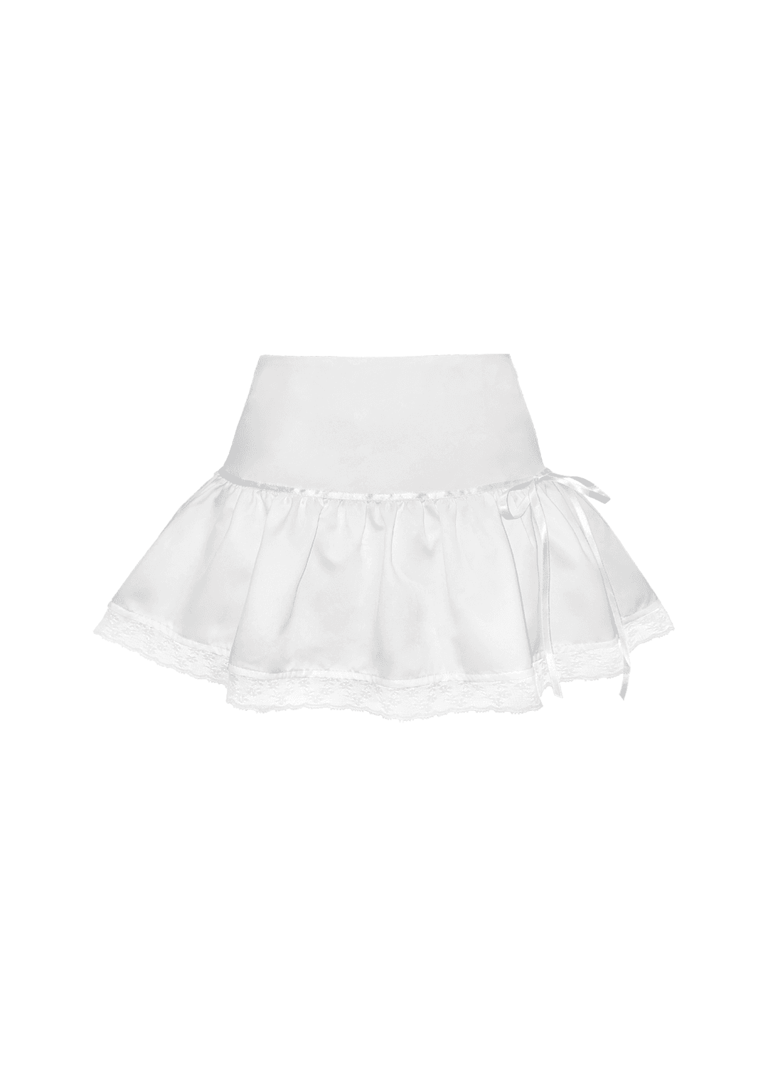 Soft Satin Tiered Skirt (WHITE)