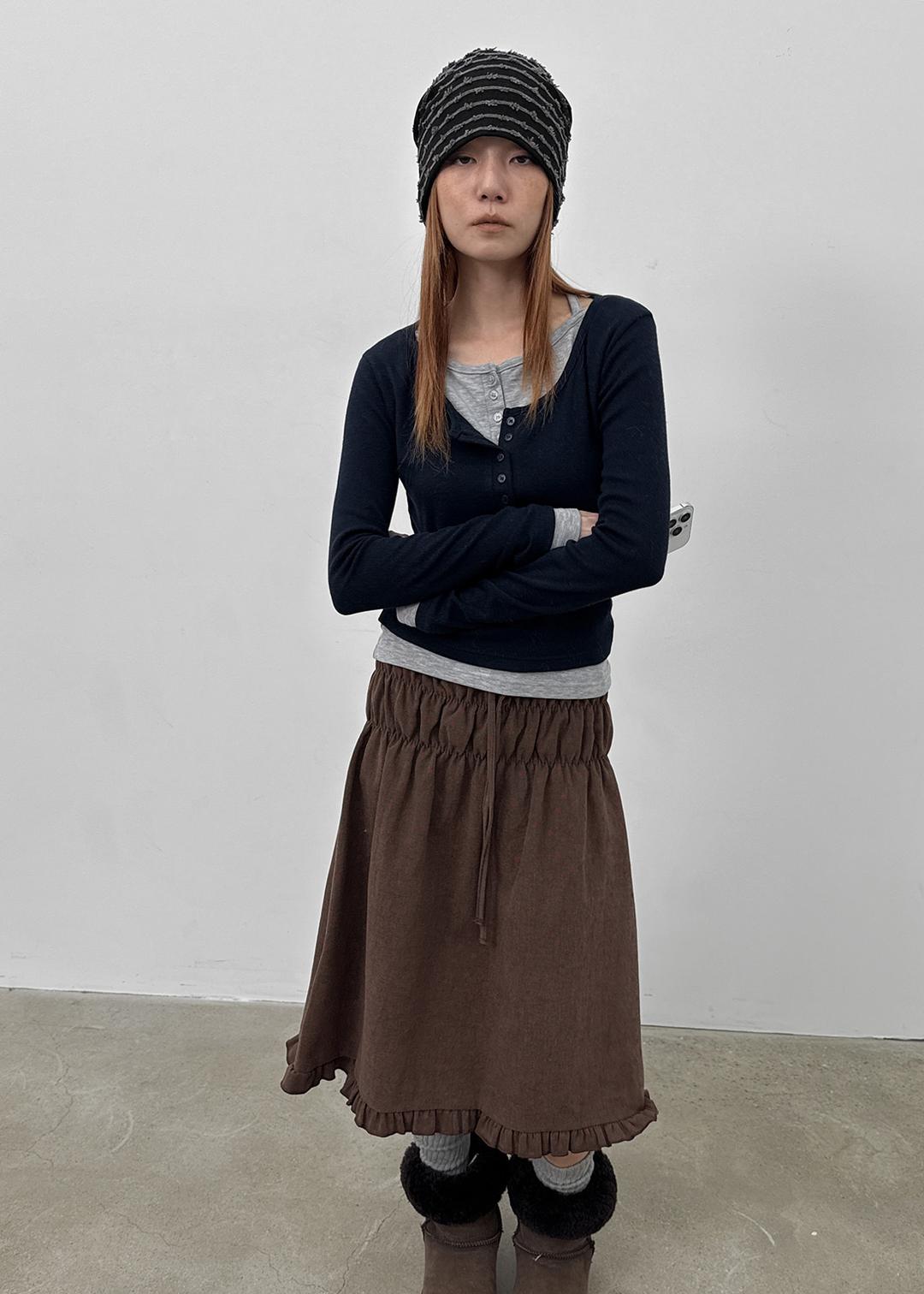 [MADE] 네즈코 버튼 레이어드 긴팔티 *