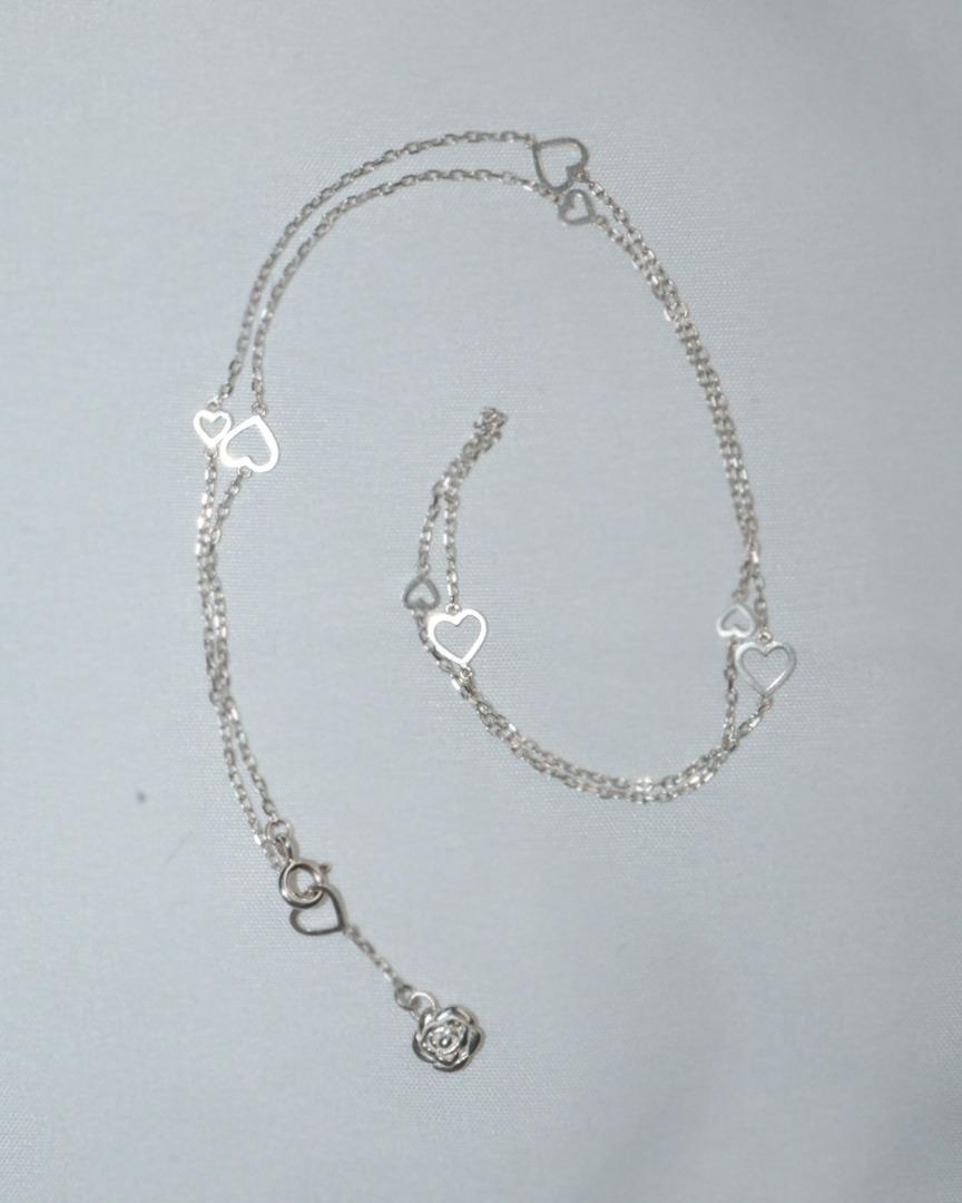 lovely rose. long heart chain necklace
