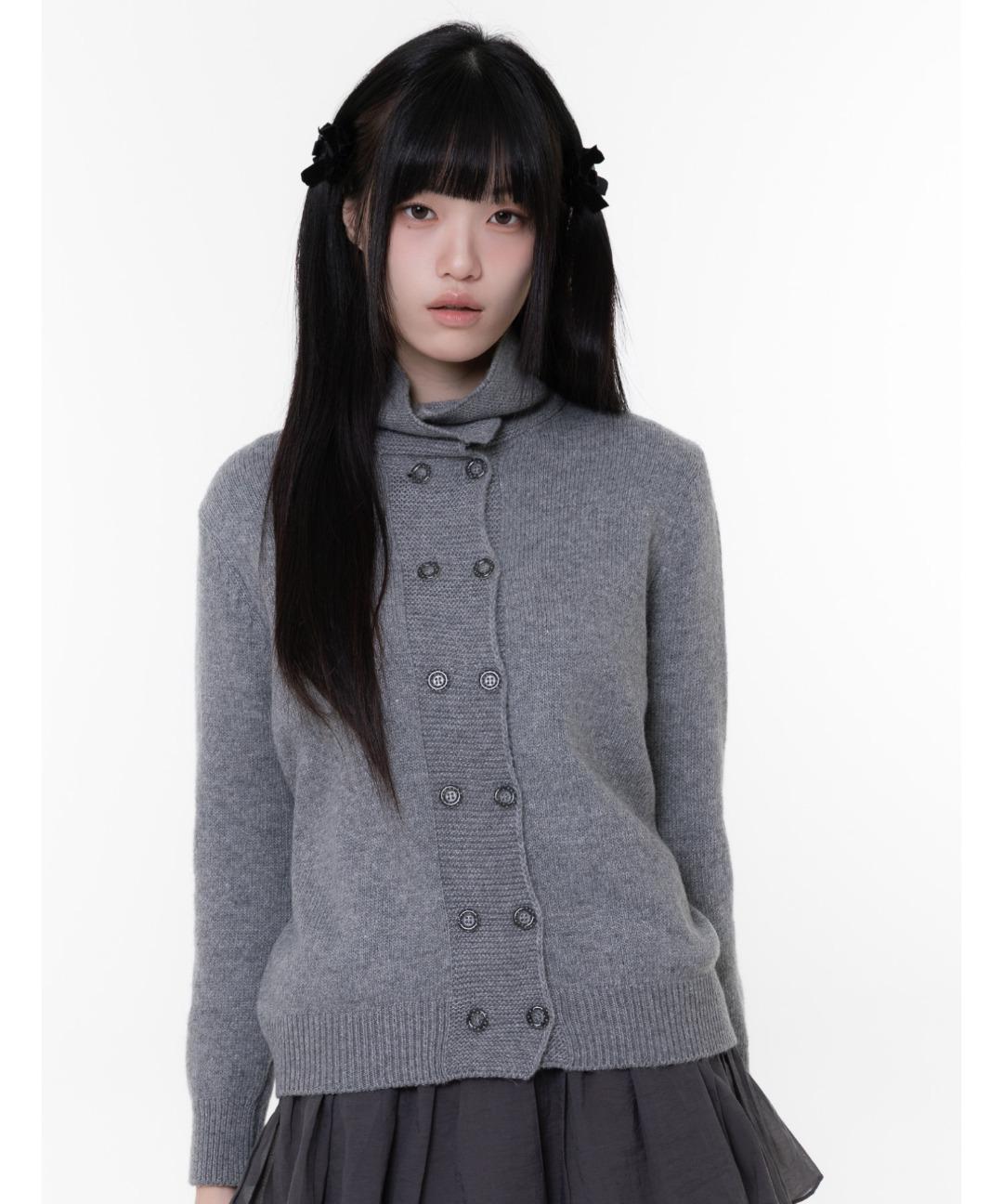 하이넥 더블 버튼 가디건