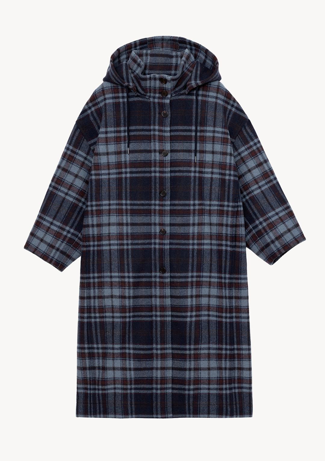 Audrey Hoodie Coat in Navy Check