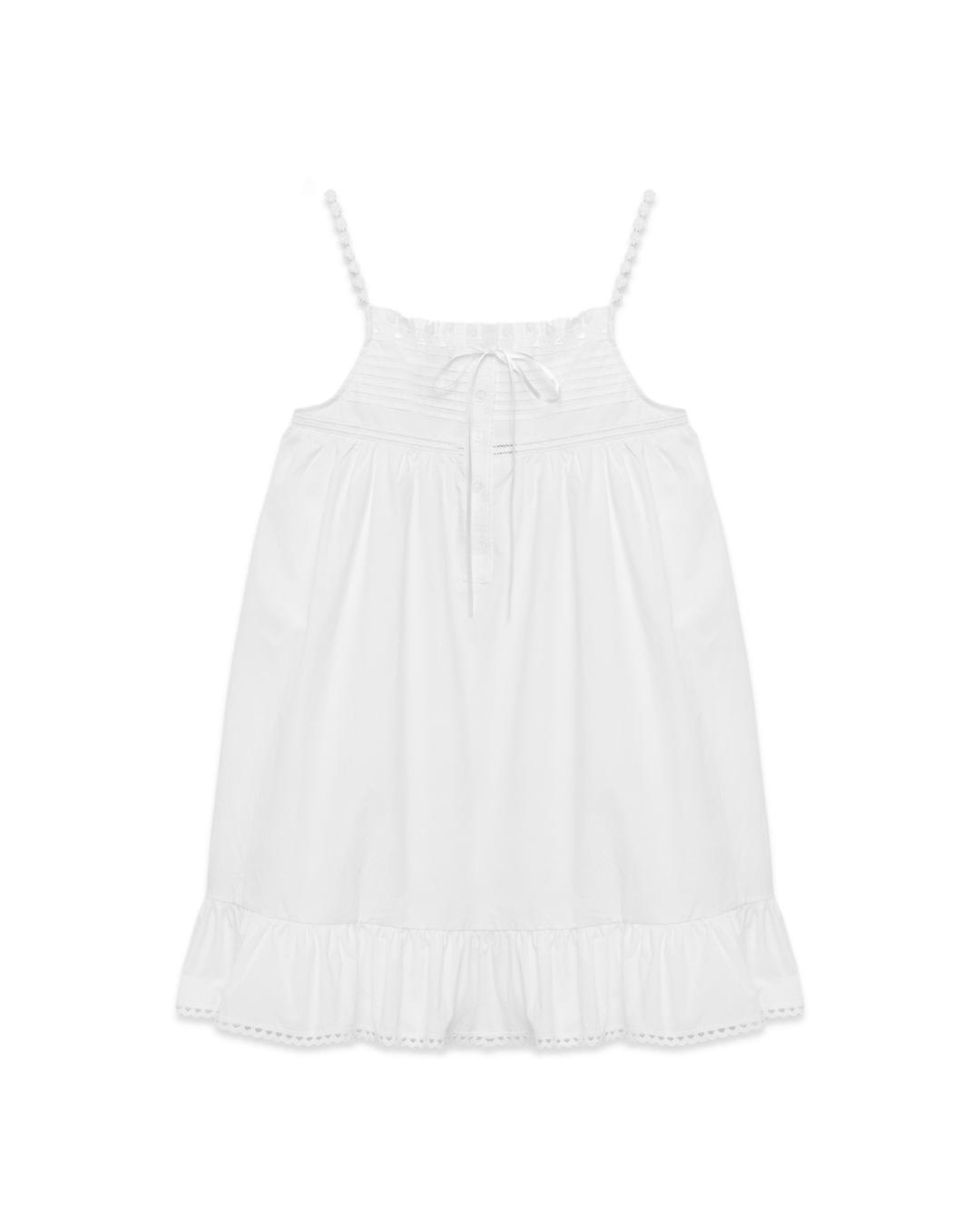 Pintuck Mini Dress (White)