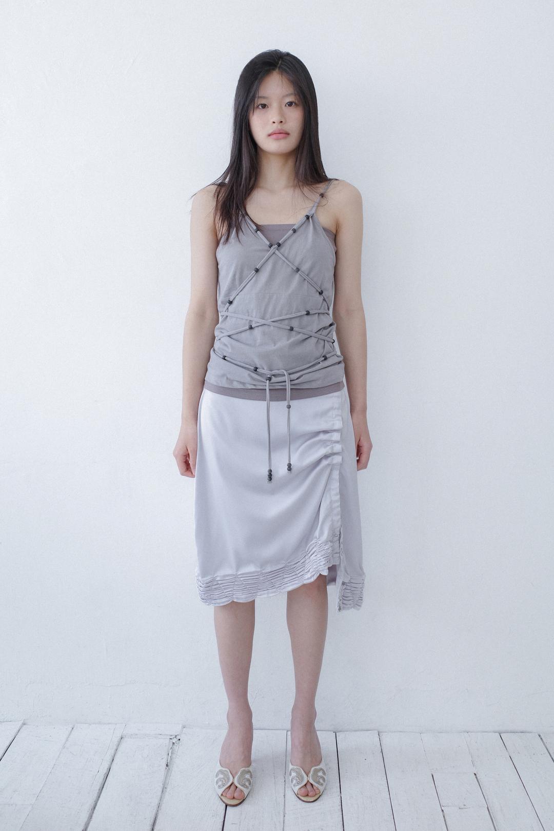 Silky rue wrap skirt (Gray)