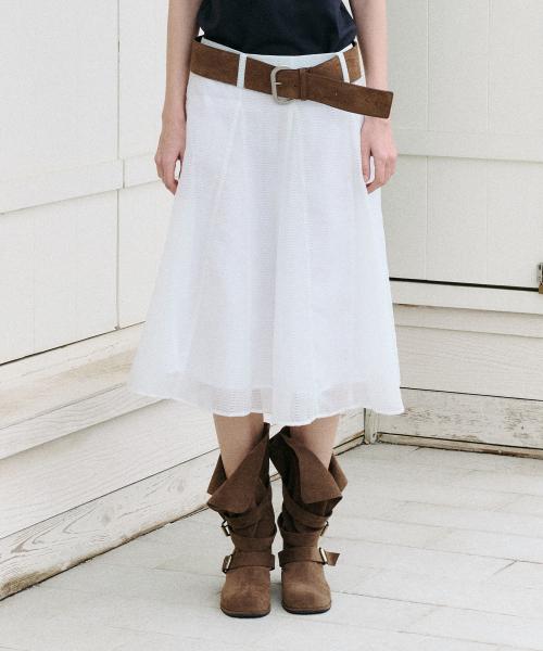 MIDI FLARE SKIRT WHITE