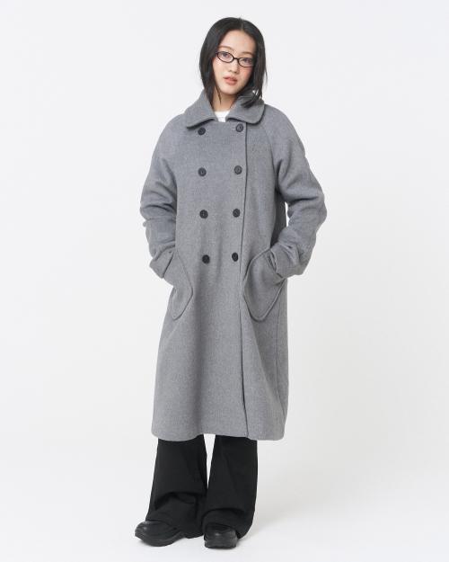 Double button long coat GREY